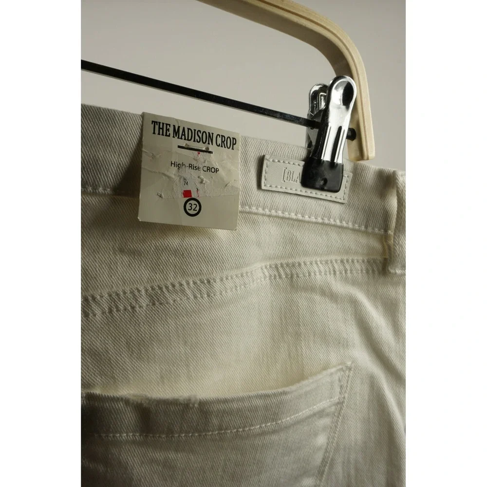 New BLANK NYC Madison Crop Women 32 x 26 White High‎ Rise Raw Edge Ripped Jeans